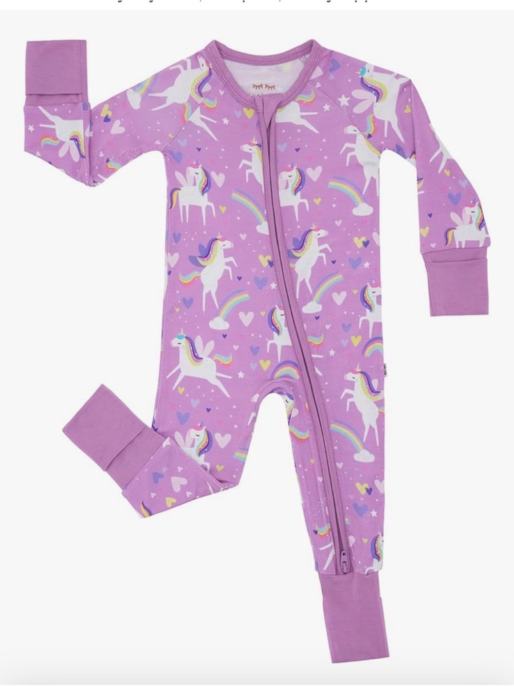 Little Sleepies Purple Unicorn Print Footed Pajamas with Zipper, 18-24 Months
